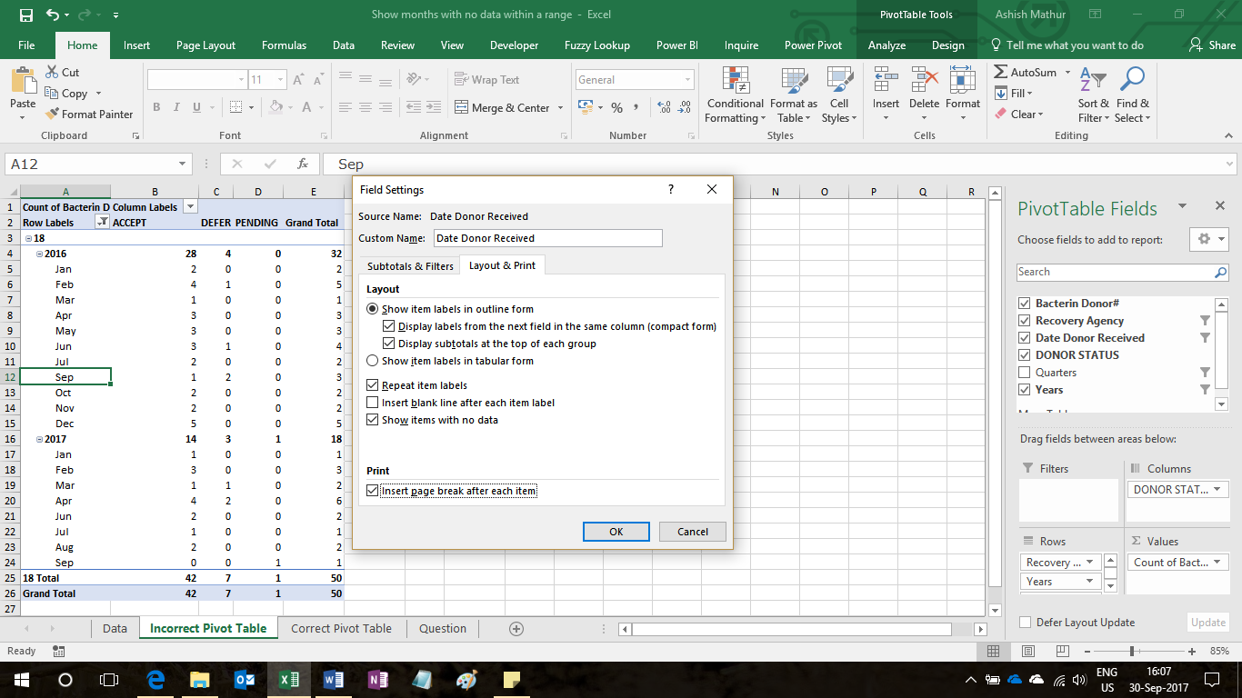 Date Range Of A Pivot Table